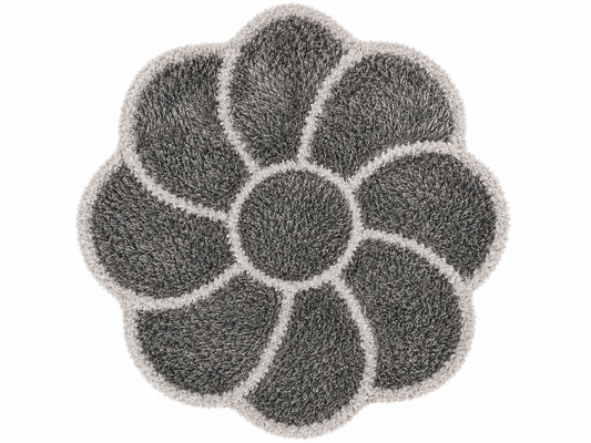 Flower-Shaped Shaggy Rug — Gray
