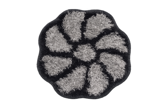 Floral Shaggy Area Rug — Black