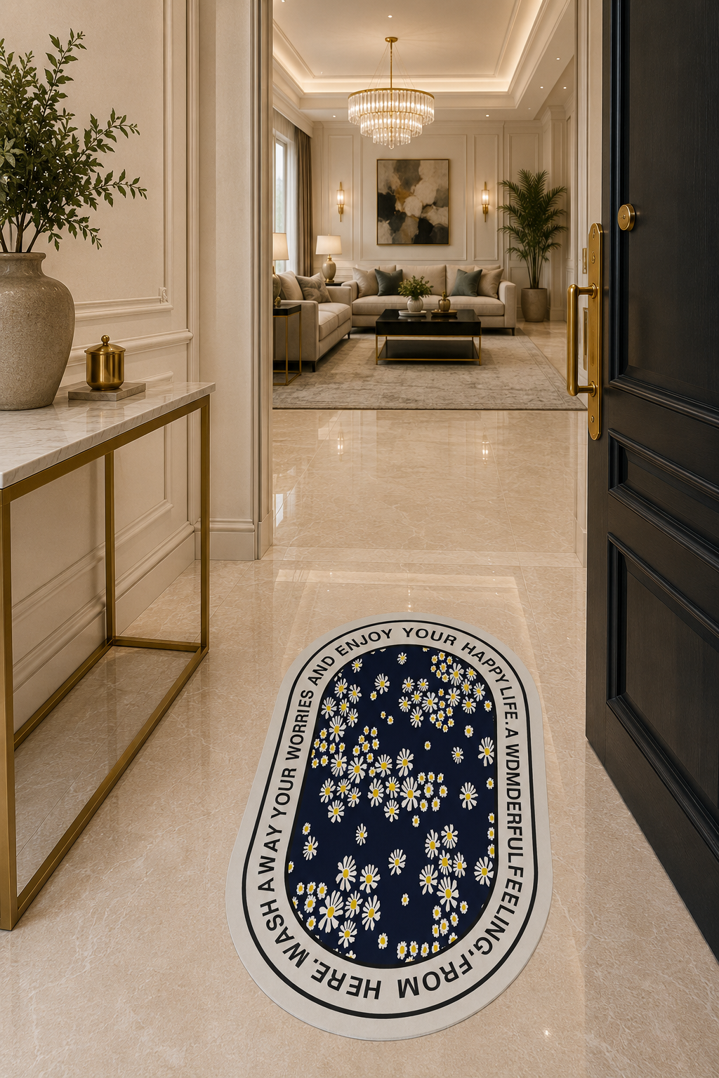 Navy Daisy Doormat