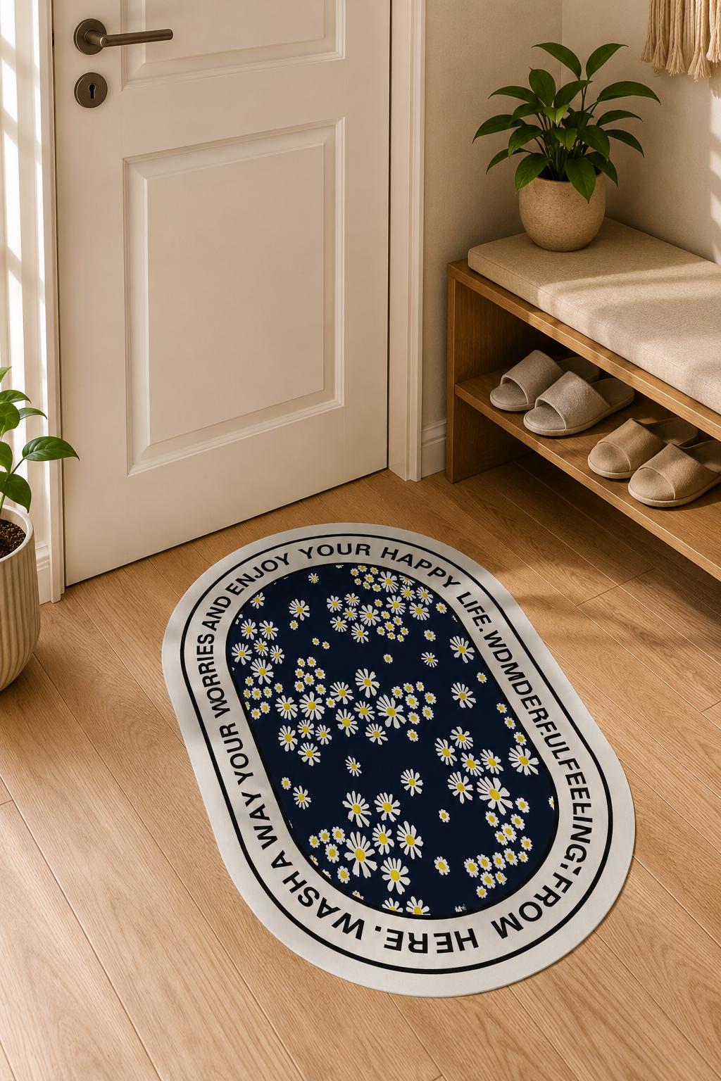 Navy Daisy Doormat