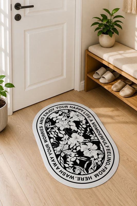 Black & White Floral Doormat