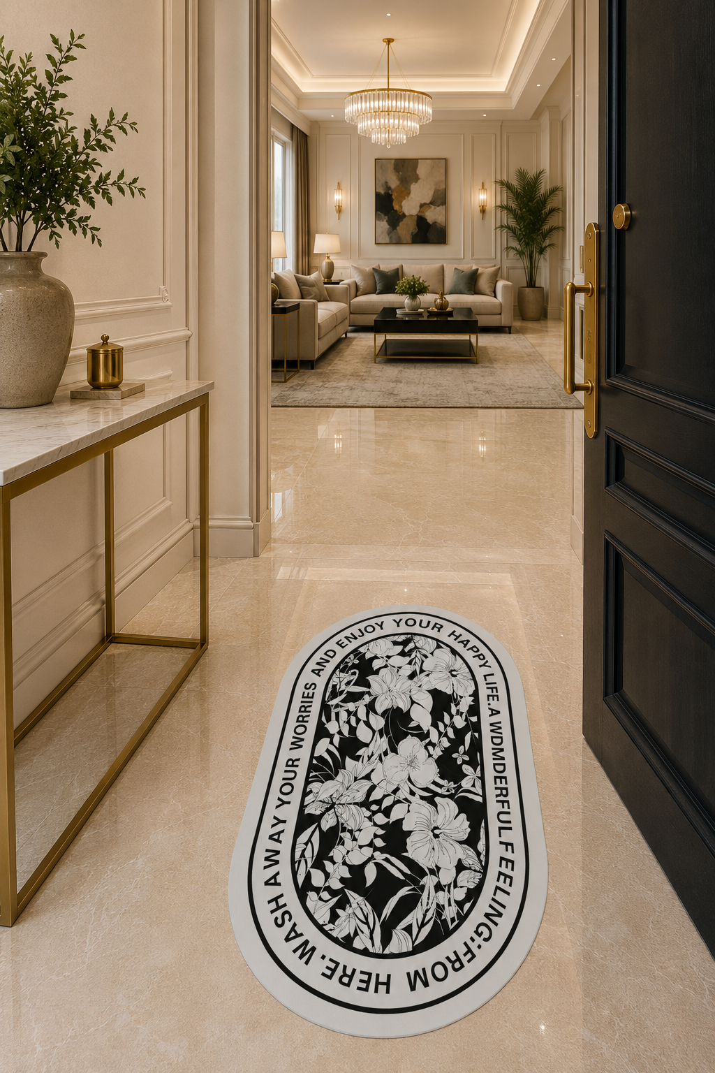 Black & White Floral Doormat