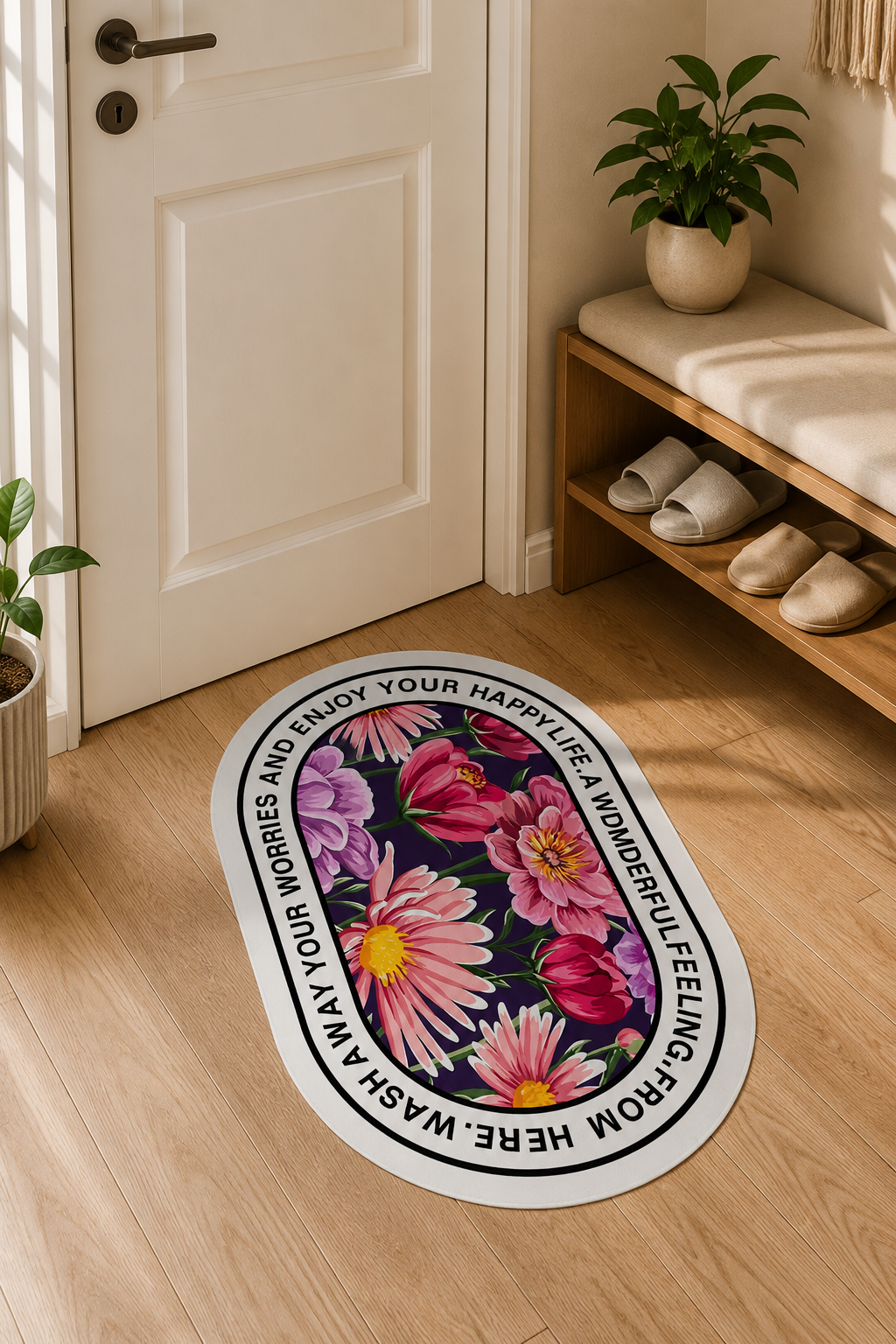 Pink Floral Doormat