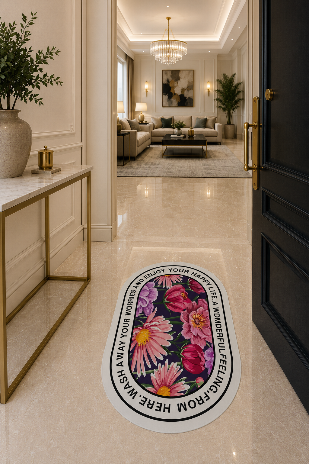 Pink Floral Doormat