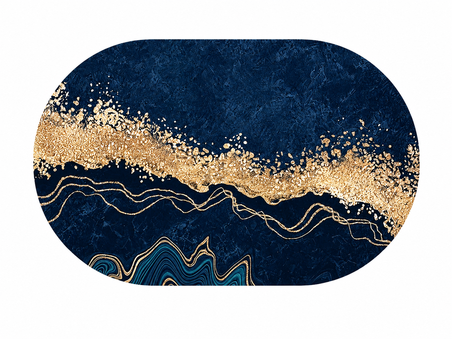 Blue & Gold Abstract Doormat