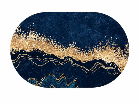 Blue & Gold Abstract Doormat