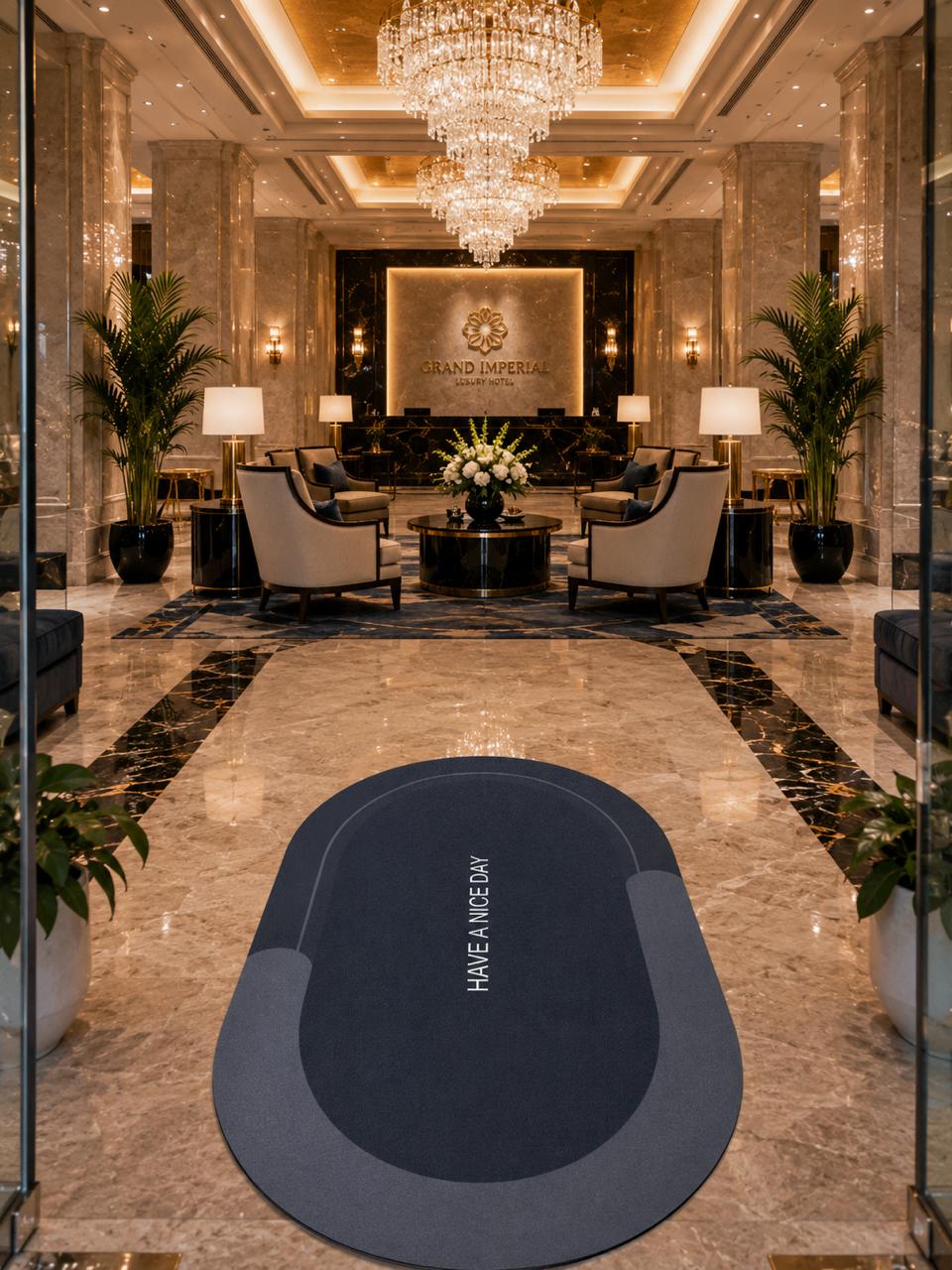 Have A Nice Day Oval Doormat — Black