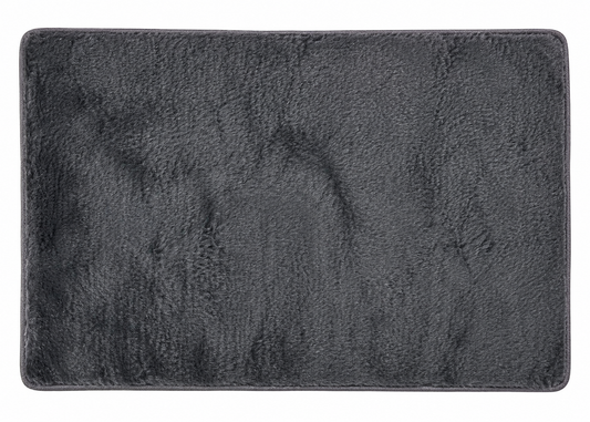 Faux Rabbit Fur Floor Mat — Black