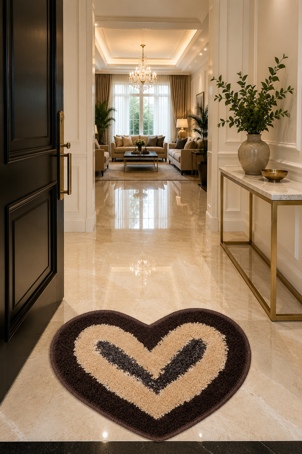 Heart-Shaped Plush Doormat