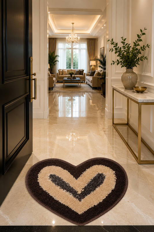 Heart-Shaped Plush Doormat — Brown