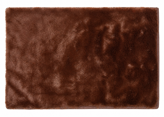 Faux Rabbit Fur Floor Mat — Brown