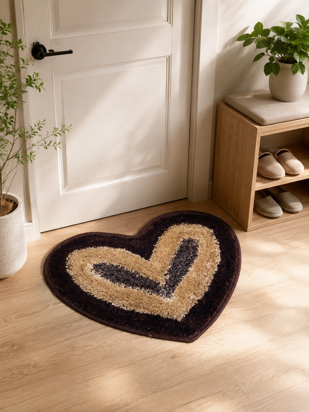 Heart-Shaped Plush Doormat