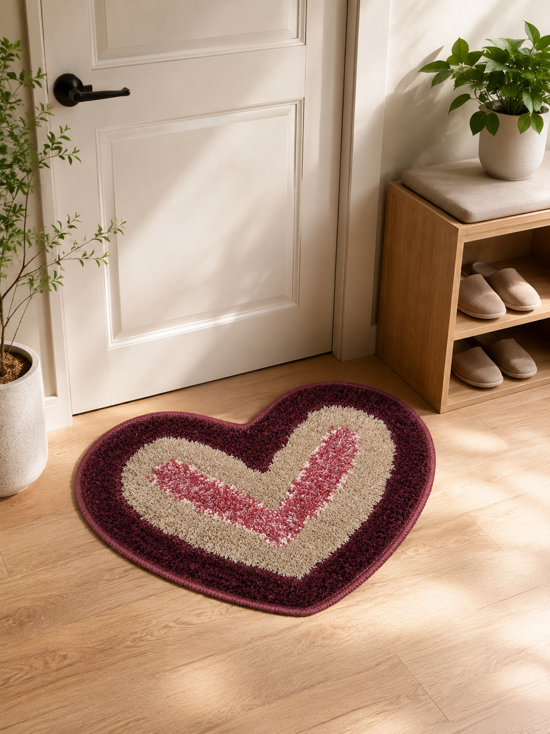 Heart-Shaped Plush Doormat