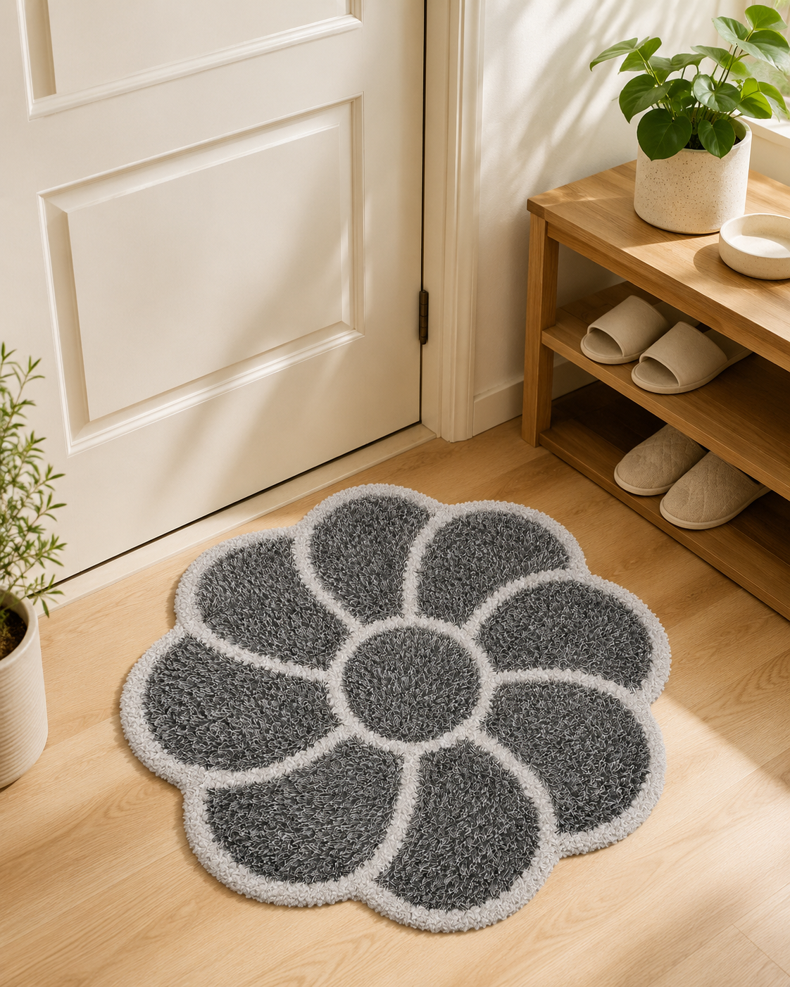 Flower-Shaped Shaggy Rug