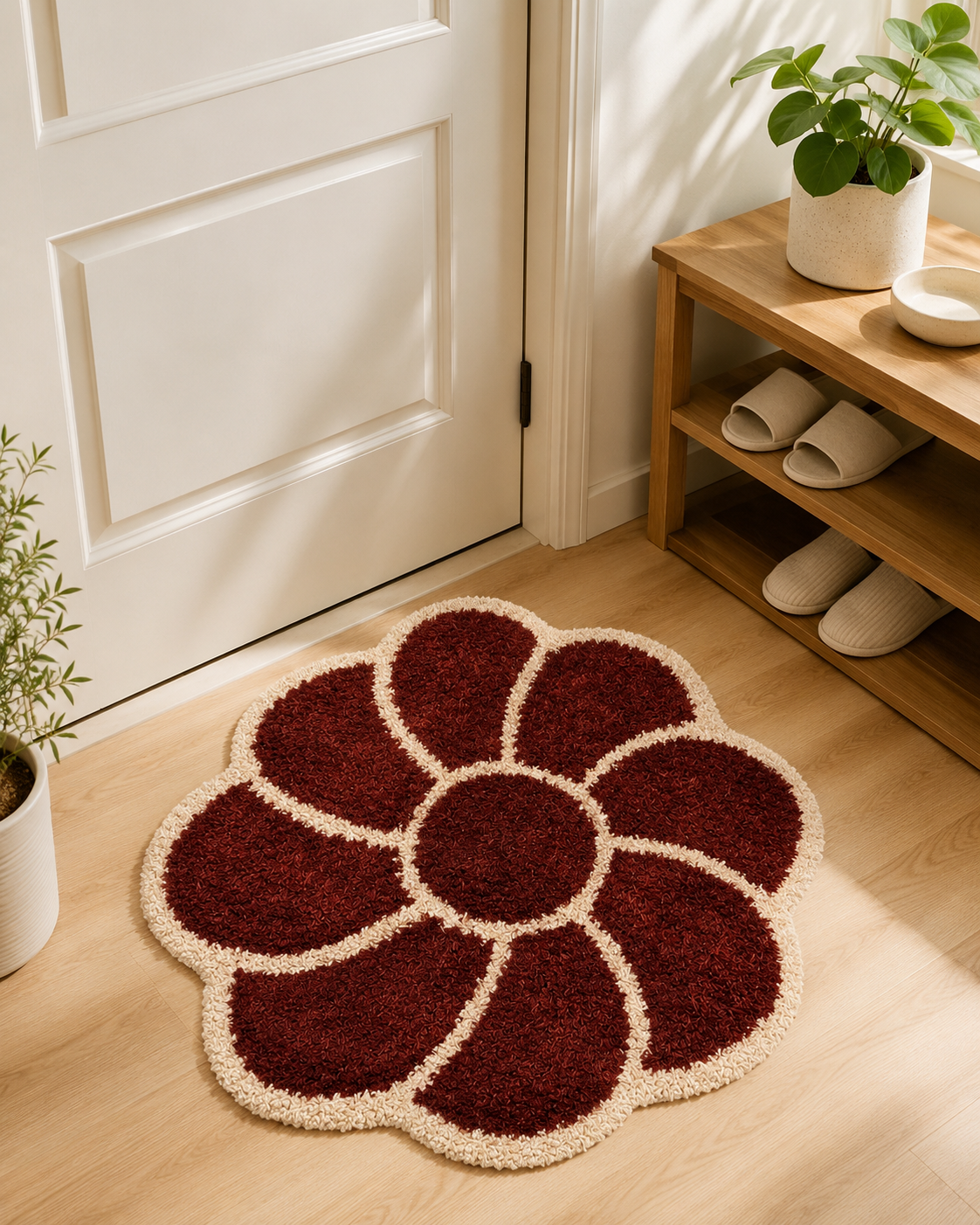 Flower-Shaped Shaggy Rug