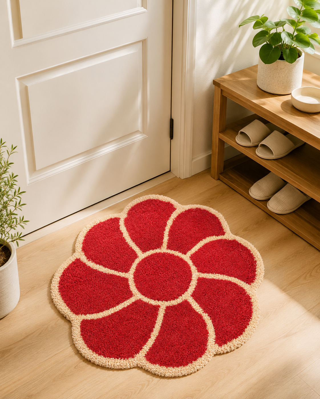 Flower-Shaped Shaggy Rug