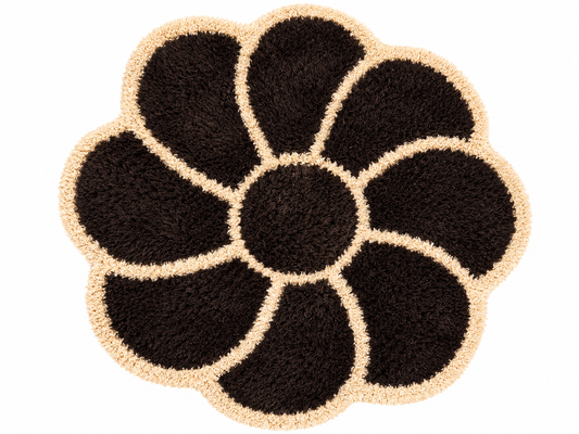 Flower-Shaped Shaggy Rug — Brown
